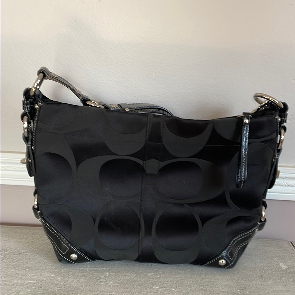 Coach Black Signature Canvas Shoulder Bag